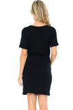 Short Sleeve Waist Tie Dress - Various Colors