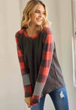 Waffle Knit Buffalo Sleeve Top