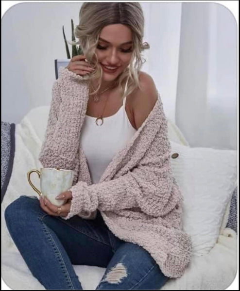 Popcorn cardi - Dusty Blush