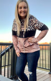 Cheetah Print Colorblock Hoodie