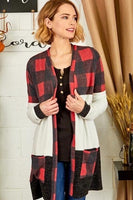 Buffalo Plaid Colorblock Cardigan