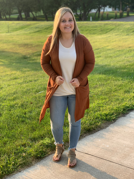 Ribbed Cardigan - Brown