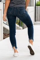 Judy Blue Mid Rise Shark hem distressed jeans