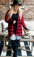 Buffalo Plaid Cardi w/thumbholes - Red/Black