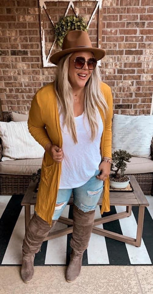 Ribbed Cardigan - Mustard