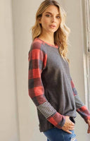 Waffle Knit Buffalo Sleeve Top