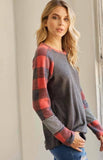 Waffle Knit Buffalo Sleeve Top