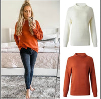 Textured Drop Sleeve Sweater - Orange