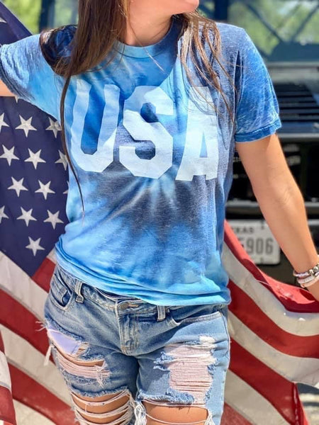 USA Blue Tie Dye Tee