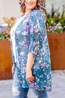 Teal Floral Kimono