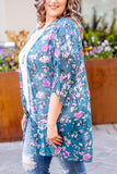 Teal Floral Kimono