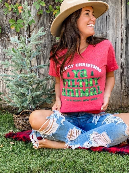 Christmas V Neck Tee