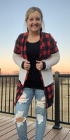 Buffalo Plaid Colorblock Cardigan