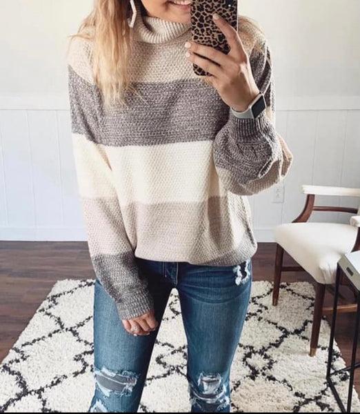 Striped Turtleneck Sweater