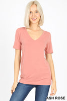 V Neck Tee - Ash Rose