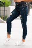 Judy Blue Mid Rise Shark hem distressed jeans