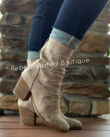 Cream Mid Calf Boots